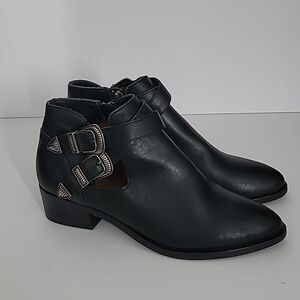 Frye Ray Western Shootie Ankle Boots Black Leather Festival Size 6